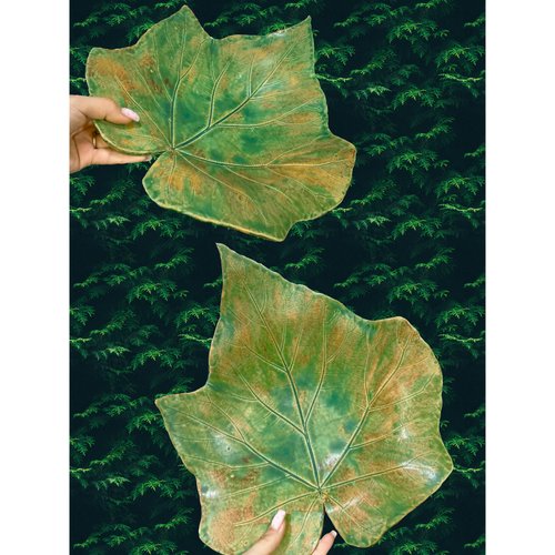 Plate "Leaf" ceramic KAPSI, handmade 12730-kapsi photo
