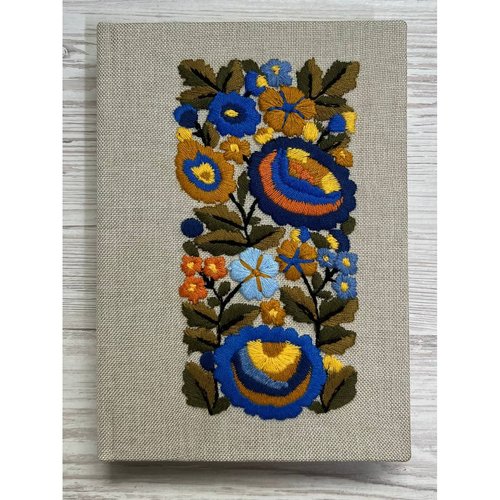 Notebook with ethnic embroidery black "Multicolored flowers", cells, 15x21.5 cm, 160 sheets 10141-yach photo